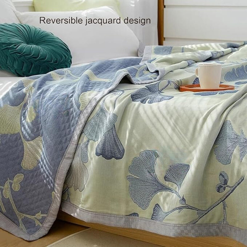 Reversible Ginkgo Leaf Cotton Blanket