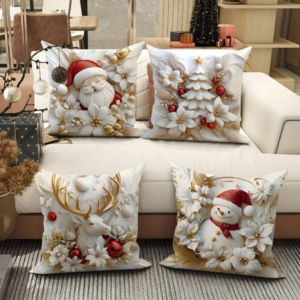 Christmas Charm Velvet Cushion Covers | Set of 4