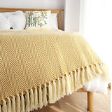 Herringbone Tassel Knit Blanket