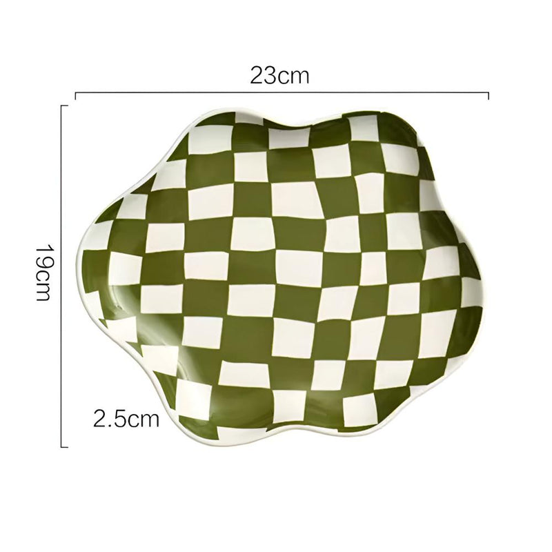 Classic Checkered Ceramic Plate