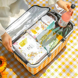 Foldable Checkered Picnic Basket