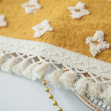 Versatile Yellow Embroidered Tassel Tablecloth