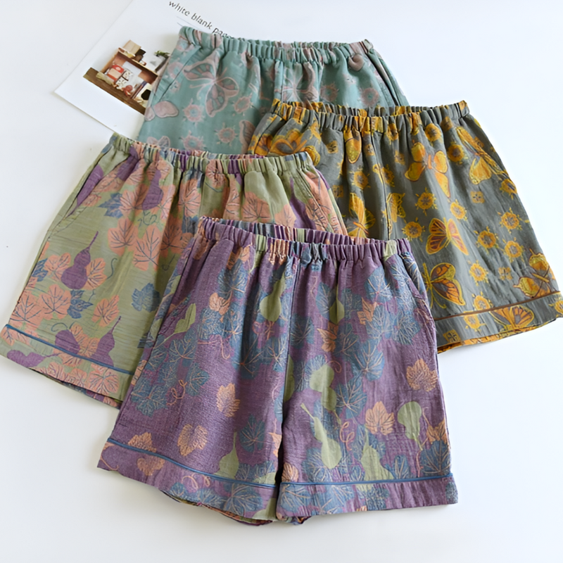 Floral Print Elastic Waist Shorts