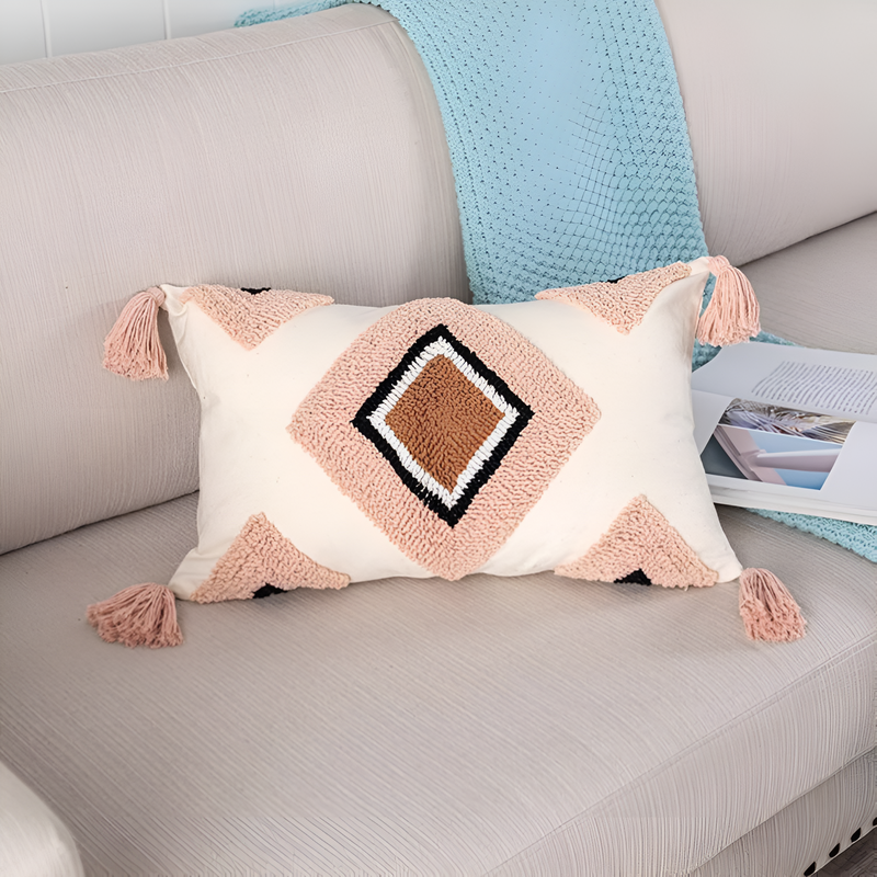 Tufted Embroidered Boho Cushion Cover