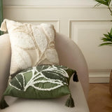 Plush Leaf With Tassel Cushion Cover