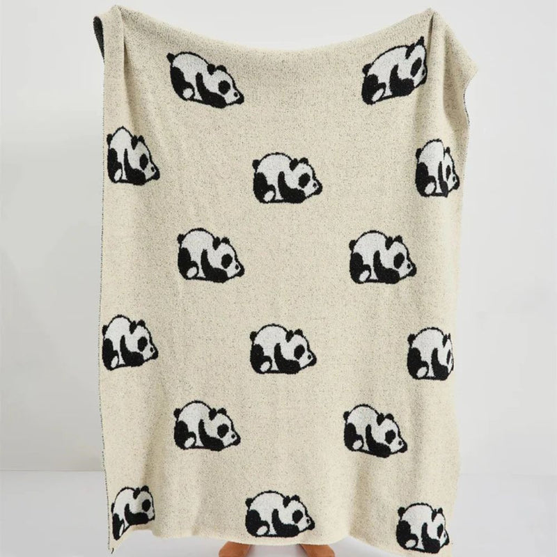 Kawaii Panda Knitted Blanket