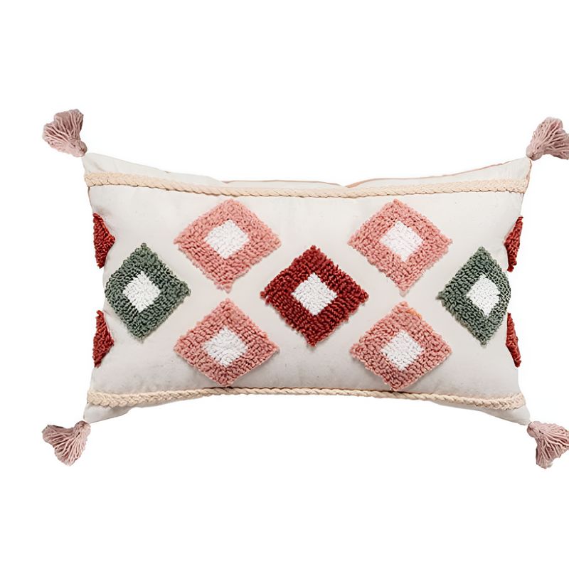 Tufted Embroidered Boho Cushion Cover