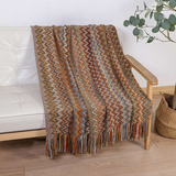 Multicolour Zigzag Tasseled Knit Throw