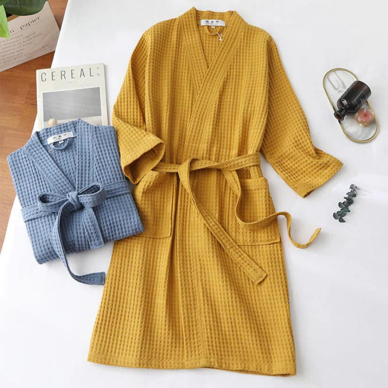 Waffle V-neck Bathrobe