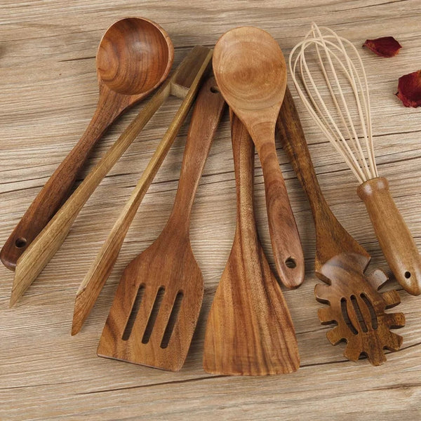 Premium Wooden Cooking Utensils | 7 Sets