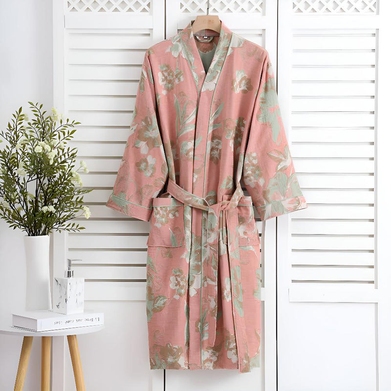 Floral Embrace Cotton Bathrobe