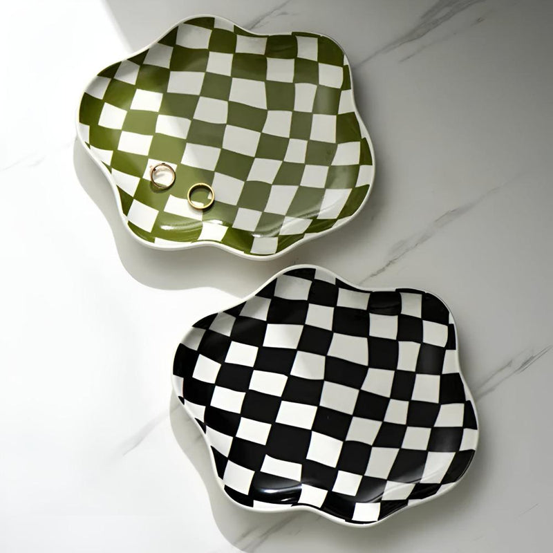 Classic Checkered Ceramic Plate