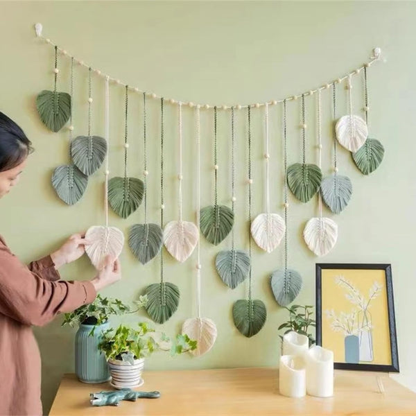 Leaf-Themed Macrame Wall Decor