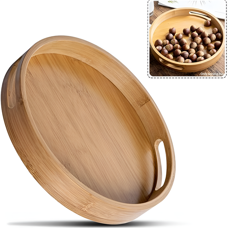 Bamboo Wood Round Serving Tray