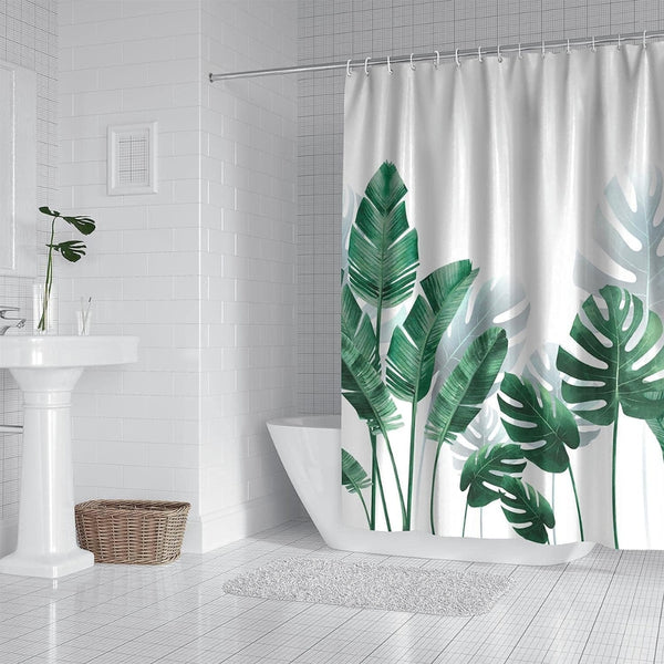 Tropical Monstera Leaves Shower Curtain