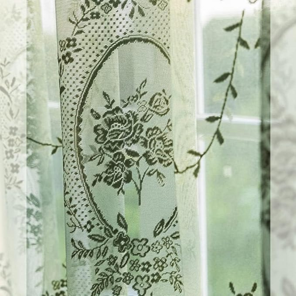 Majestic Green Lace Sheer Curtain