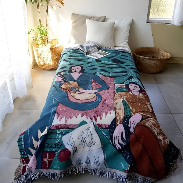 Renaissance Abstract Character Tassel Blanket