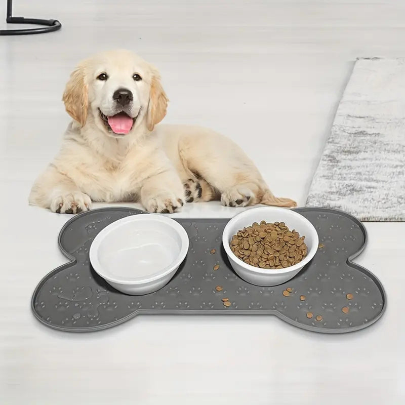 Bone-Shaped Silicone Pet Feeding Mat