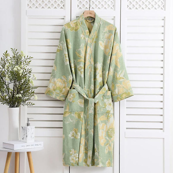 Floral Embrace Cotton Bathrobe