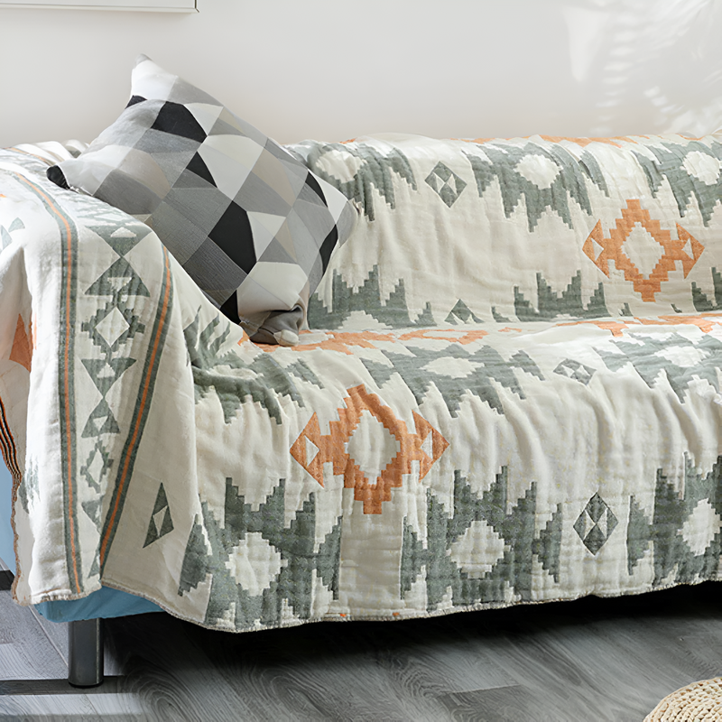 Reversible Geometric Blanket Sofa Cover