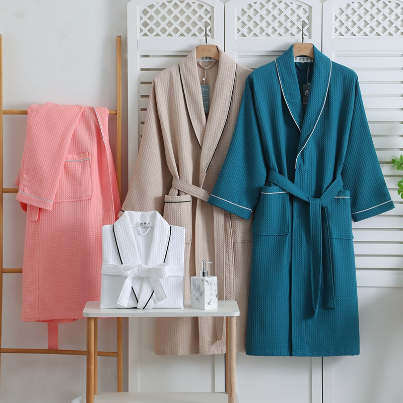 Luxury Waffle Weave Cotton Bathrobe