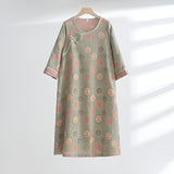 Retro Floral Jacquard Cotton Nightdress