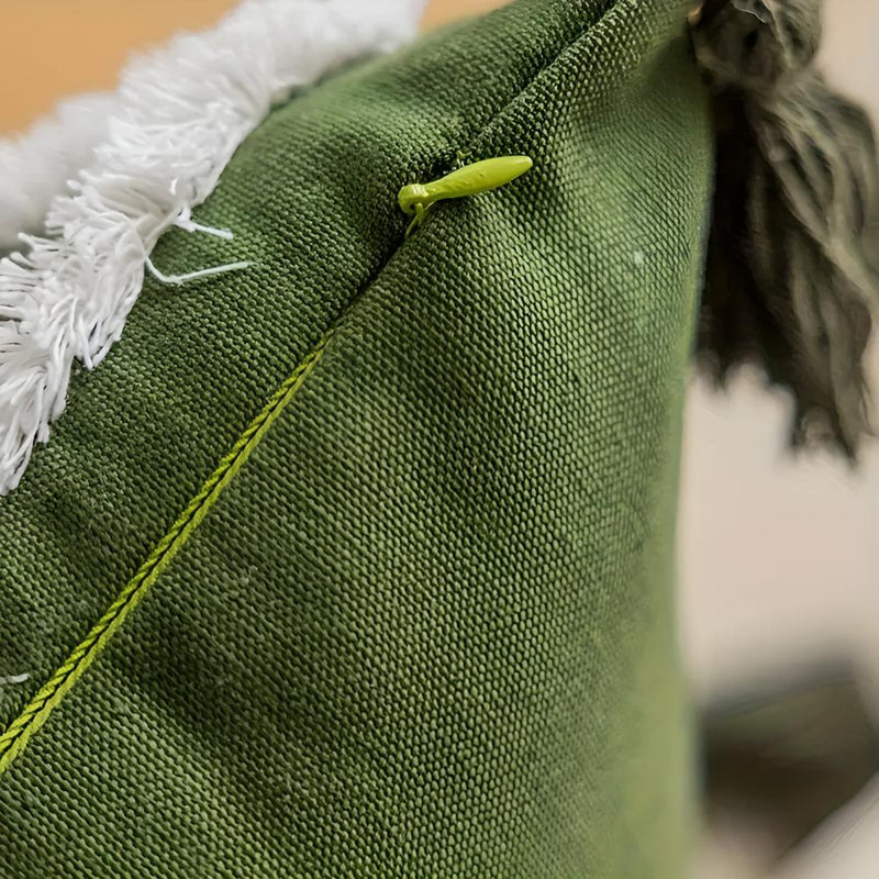 Plush Leaf With Tassel Cushion Cover