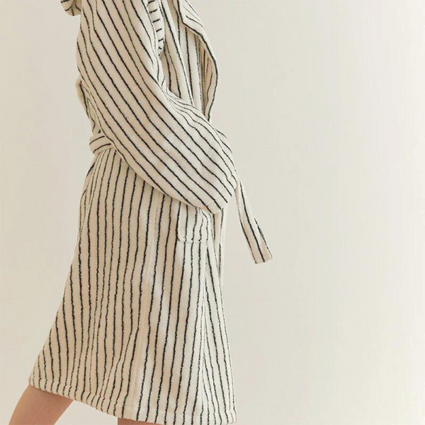 Comfortable Striped Cotton Bathrobe