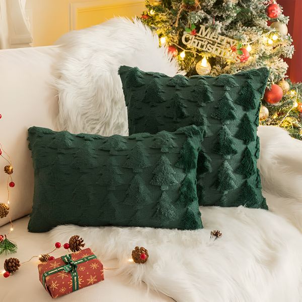 Plush Christmas Tree Cushion Cover