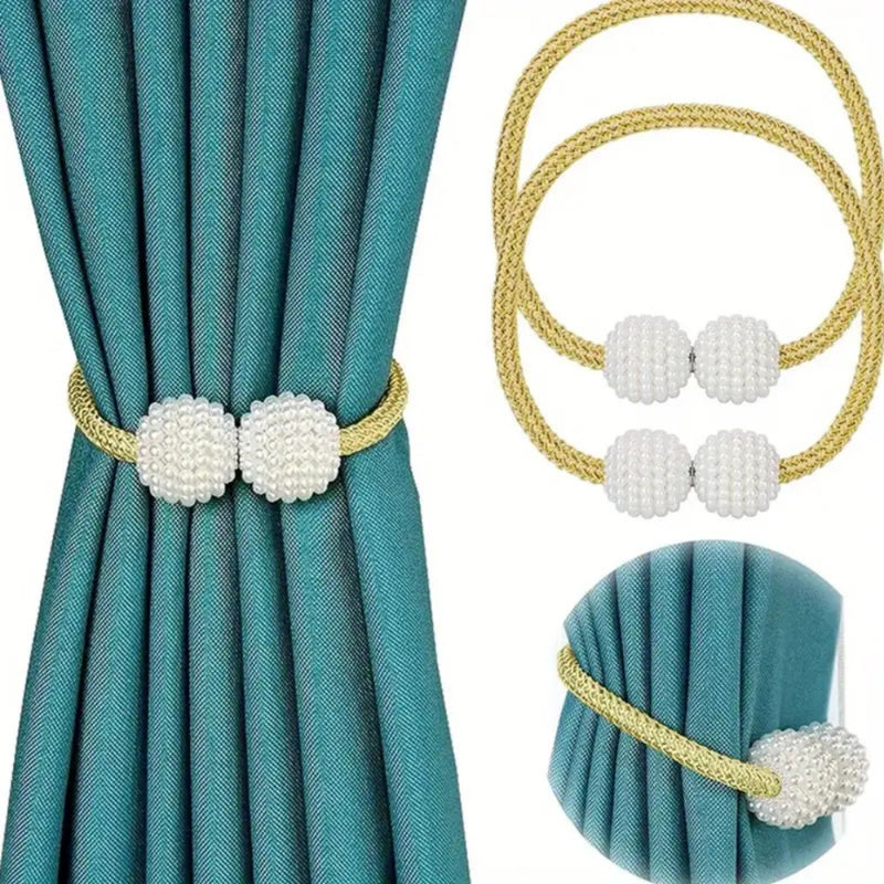 Magnetic Pearl Curtain Tie Back | 2pcs Set