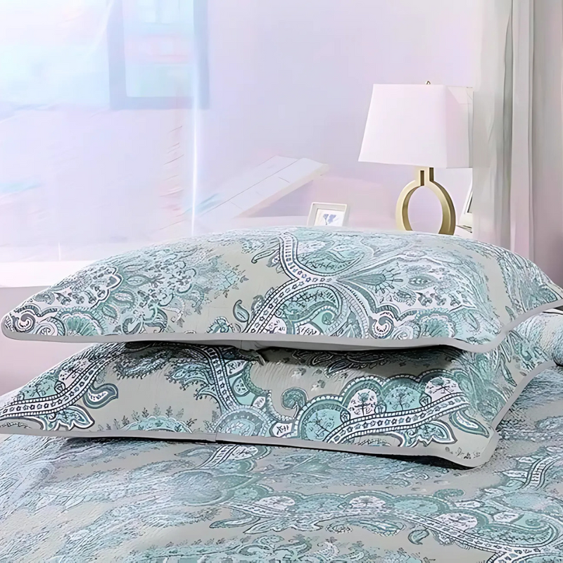 Paisley Aqua Teal Coverlet Set