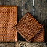 Artisanal Rattan Wooden Tea Tray