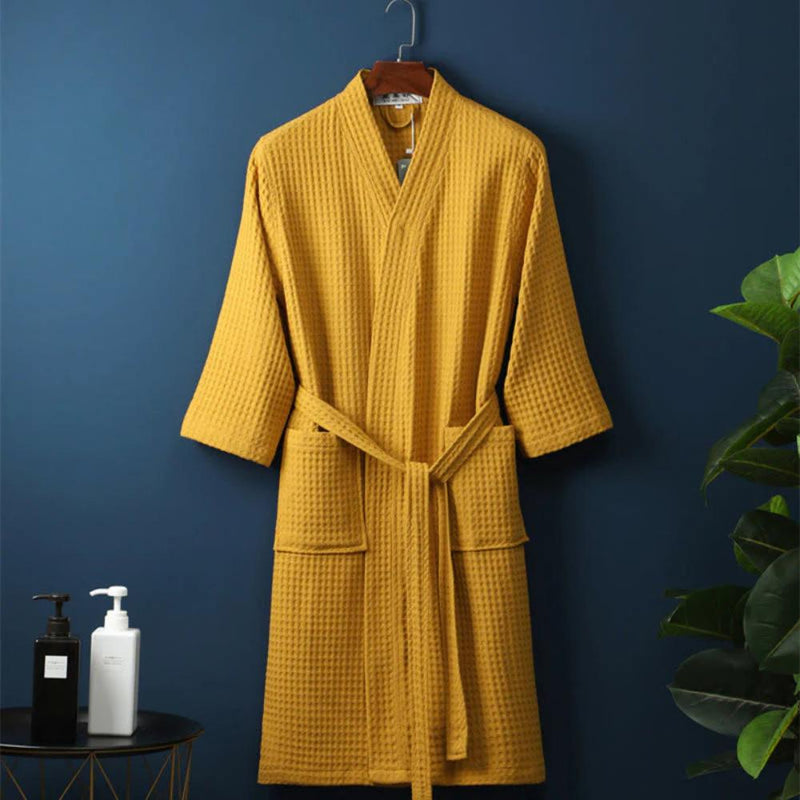 Waffle V-neck Bathrobe