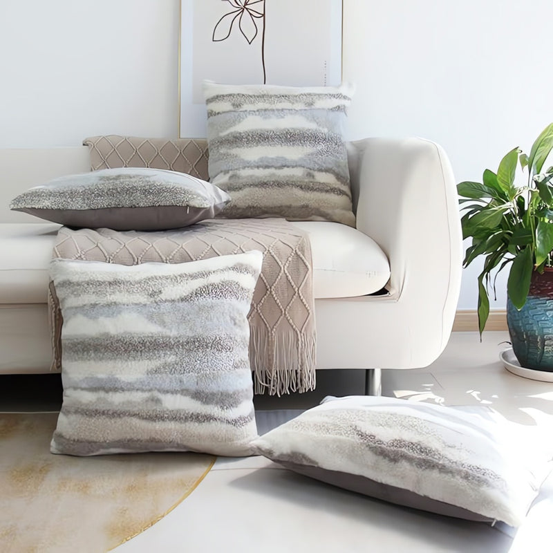 Marble Inspired Plush Cushion Cover