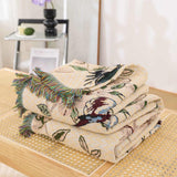 Pastoral Bird & Flower Cotton Gauze Throw