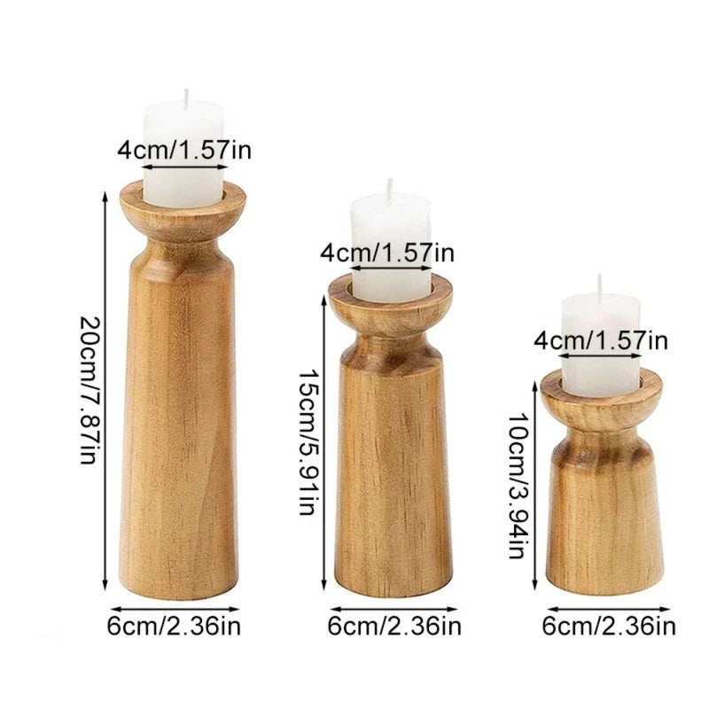 Heirloom Carved Wooden Candle Holders