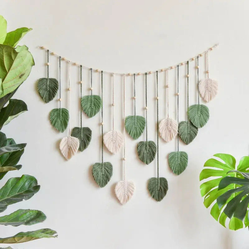 Leaf-Themed Macrame Wall Decor