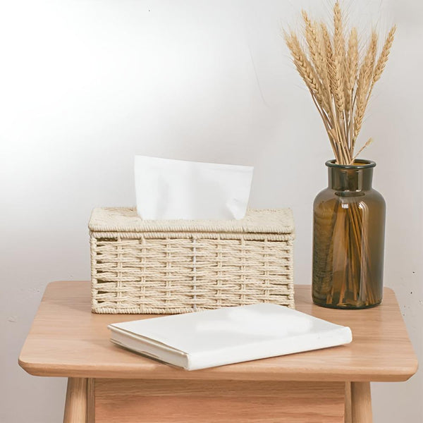 Rustic Rattan Tissue Box