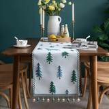 Festive Pine Tree Tassel Runner