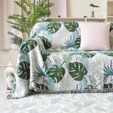 Palm Leaves Sofa Cover Tassel Blanket