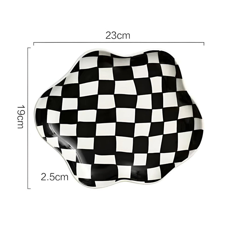 Classic Checkered Ceramic Plate