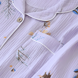 Button-Up Floral Cotton Gauze Pyjamas