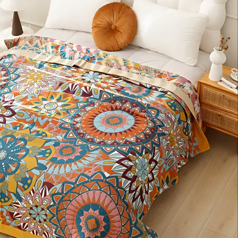 Moroccan Floral Jacquard Cotton Blanket