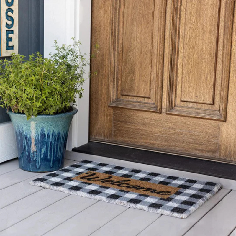 Buffalo Plaid Welcome Door Mat