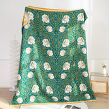 Green Botanical Bloom Cotton Blanket