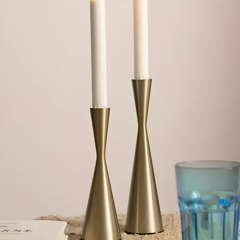 Sleek Nordic Brass Waist Candlestick| 3pcs Set