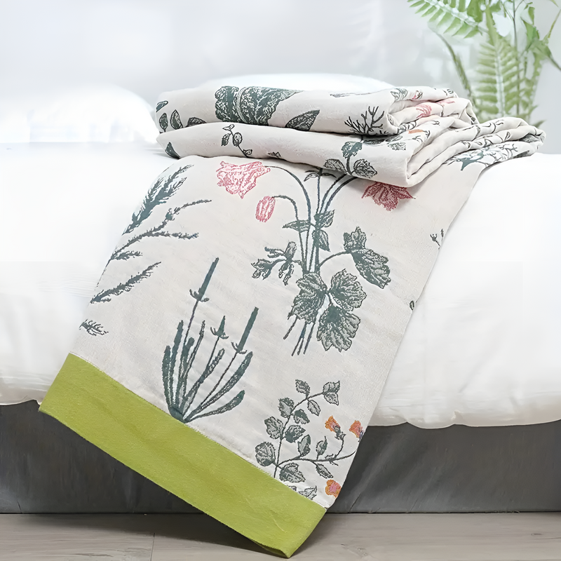 Farmhouse Floral Cotton Gauze Blanket