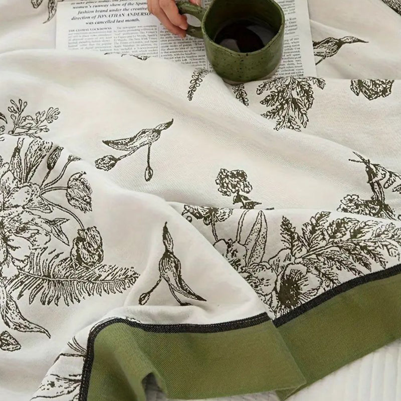 Sage Blossom Cotton Blanket