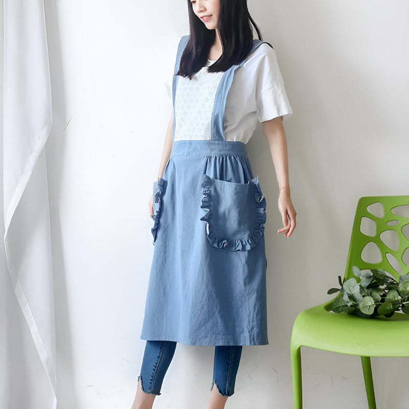 Chic Ruffle Pocket Apron