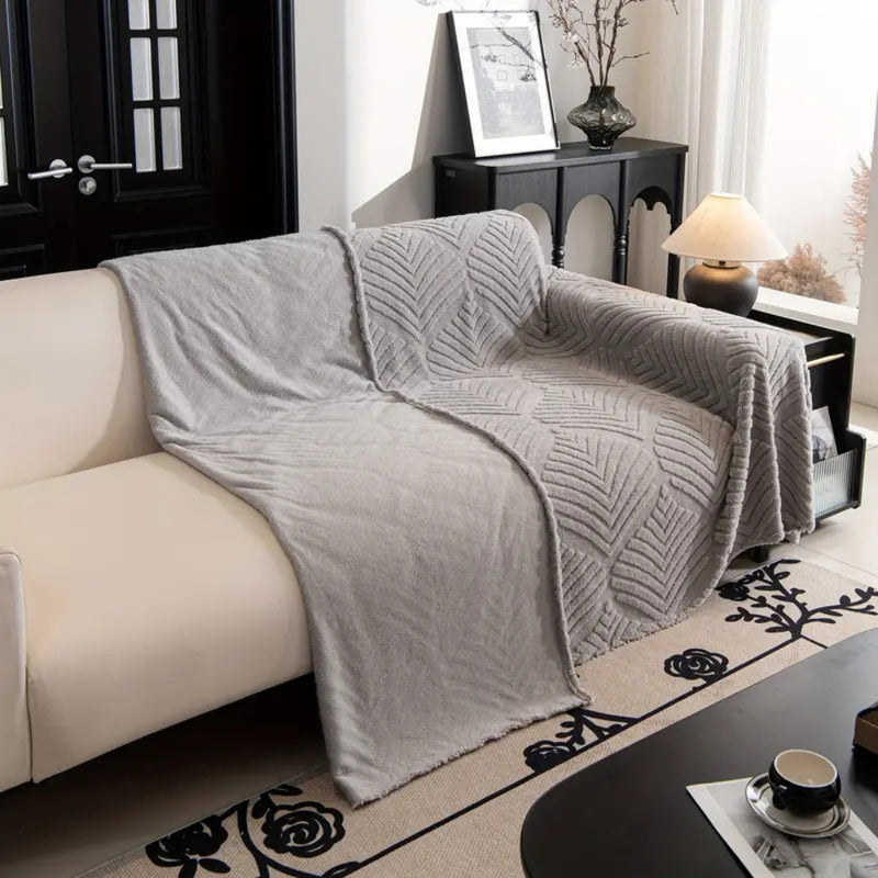 Herringbone Leaf Design Fleece Sofa Cover